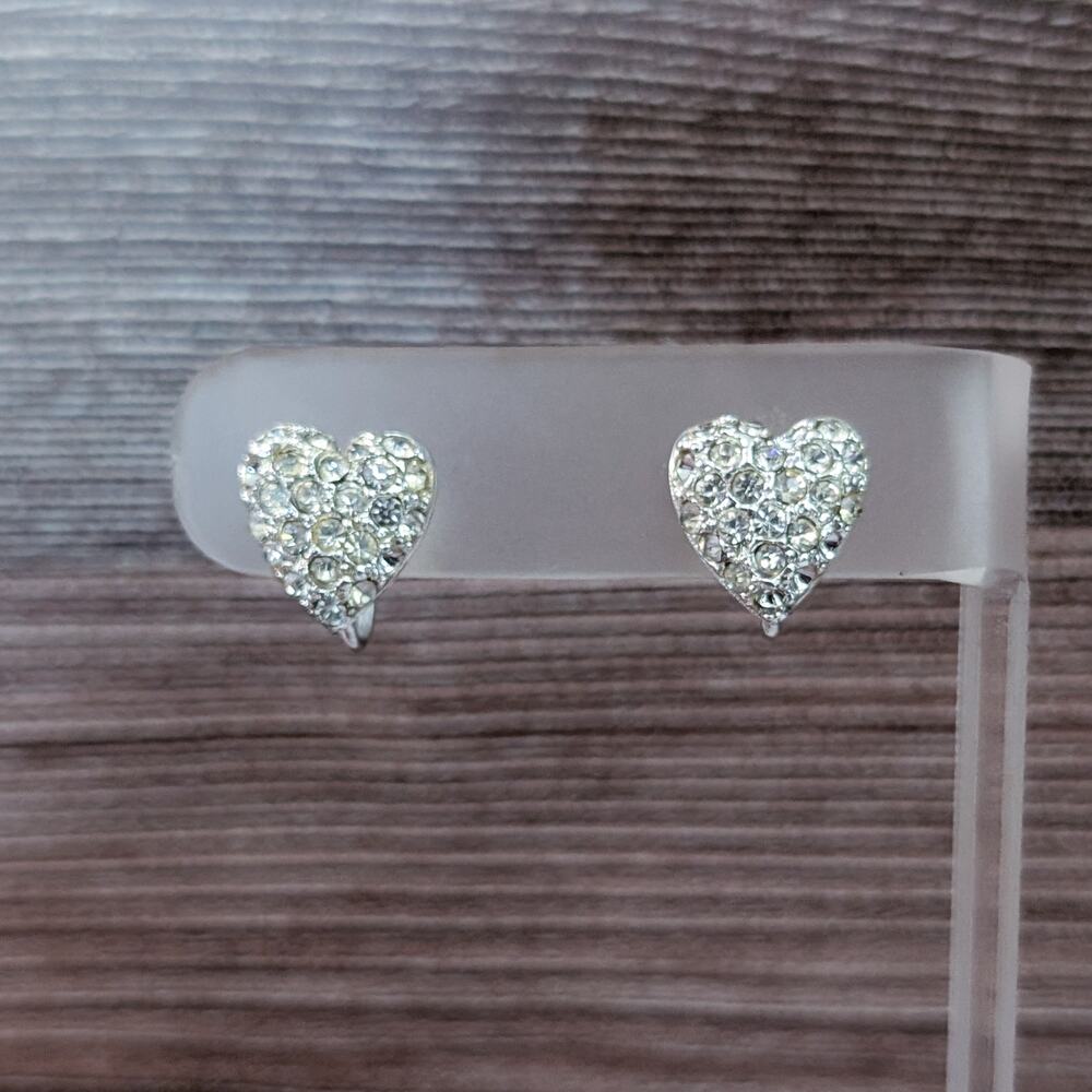 Vintage Screw On Earrings Heart Shape - Missing Gems